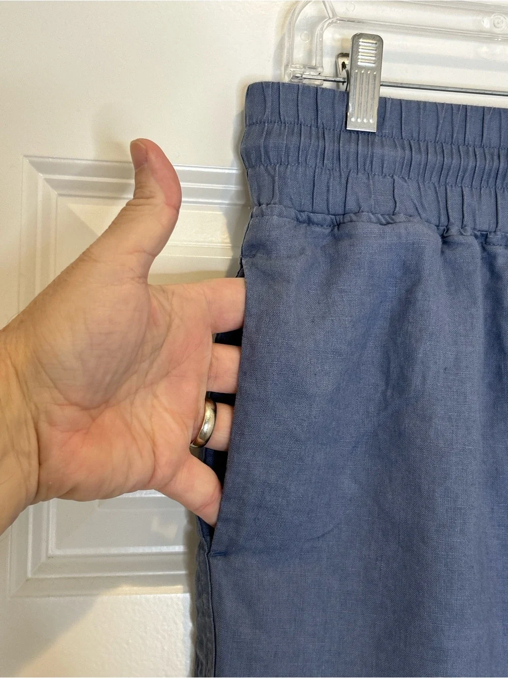Quince Women’s Blue Drawstring Linen-Blend Pants Size M